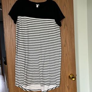 Merona black and cream striped dress